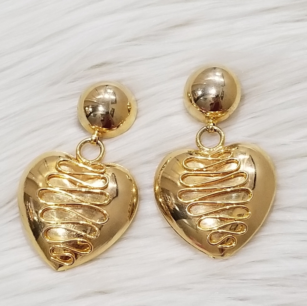 Vintage large heart statement earrings